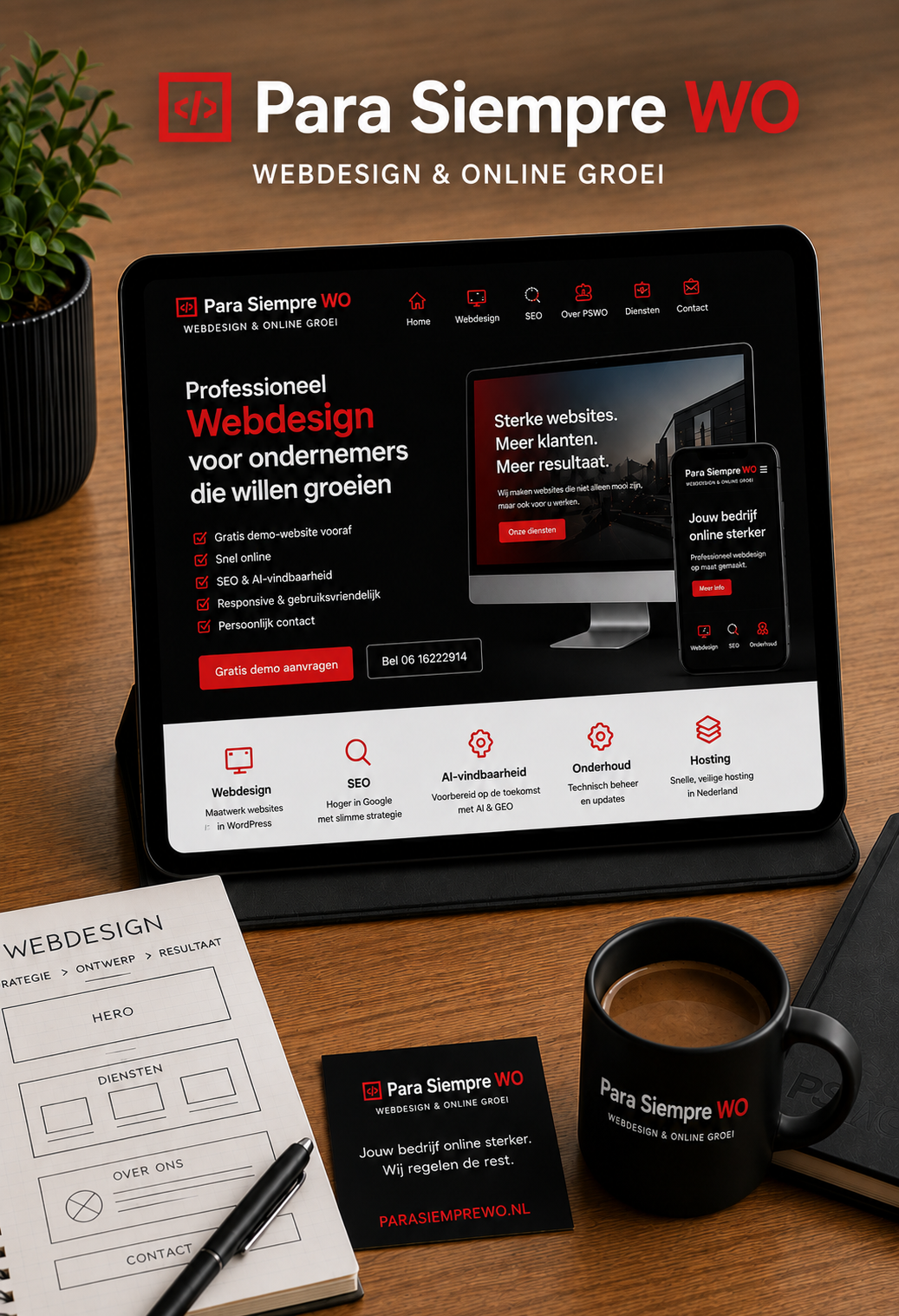 Professionele webdesign werkplek en website ontwikkeling