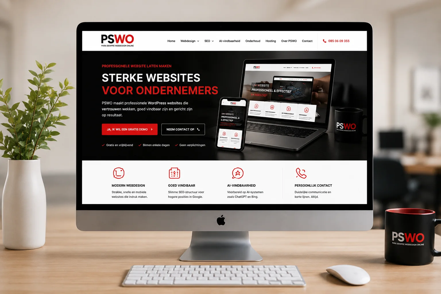 Professionele website laten maken voorbeeld op desktop