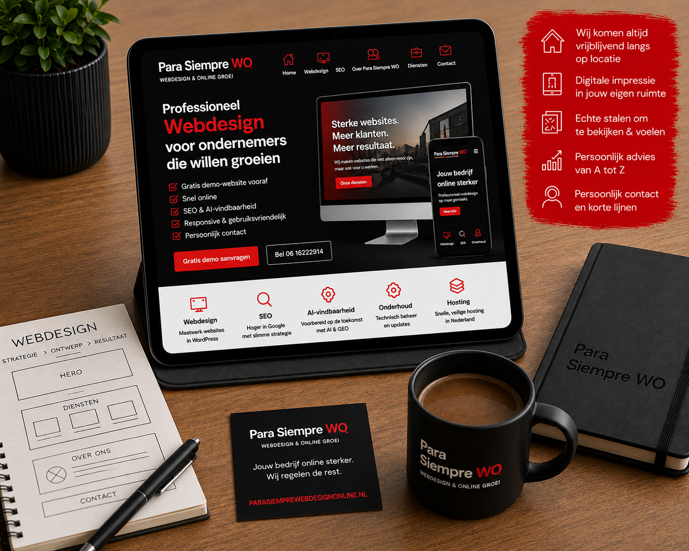 Voorbeeld responsive website voor online groei op laptop en smartphone