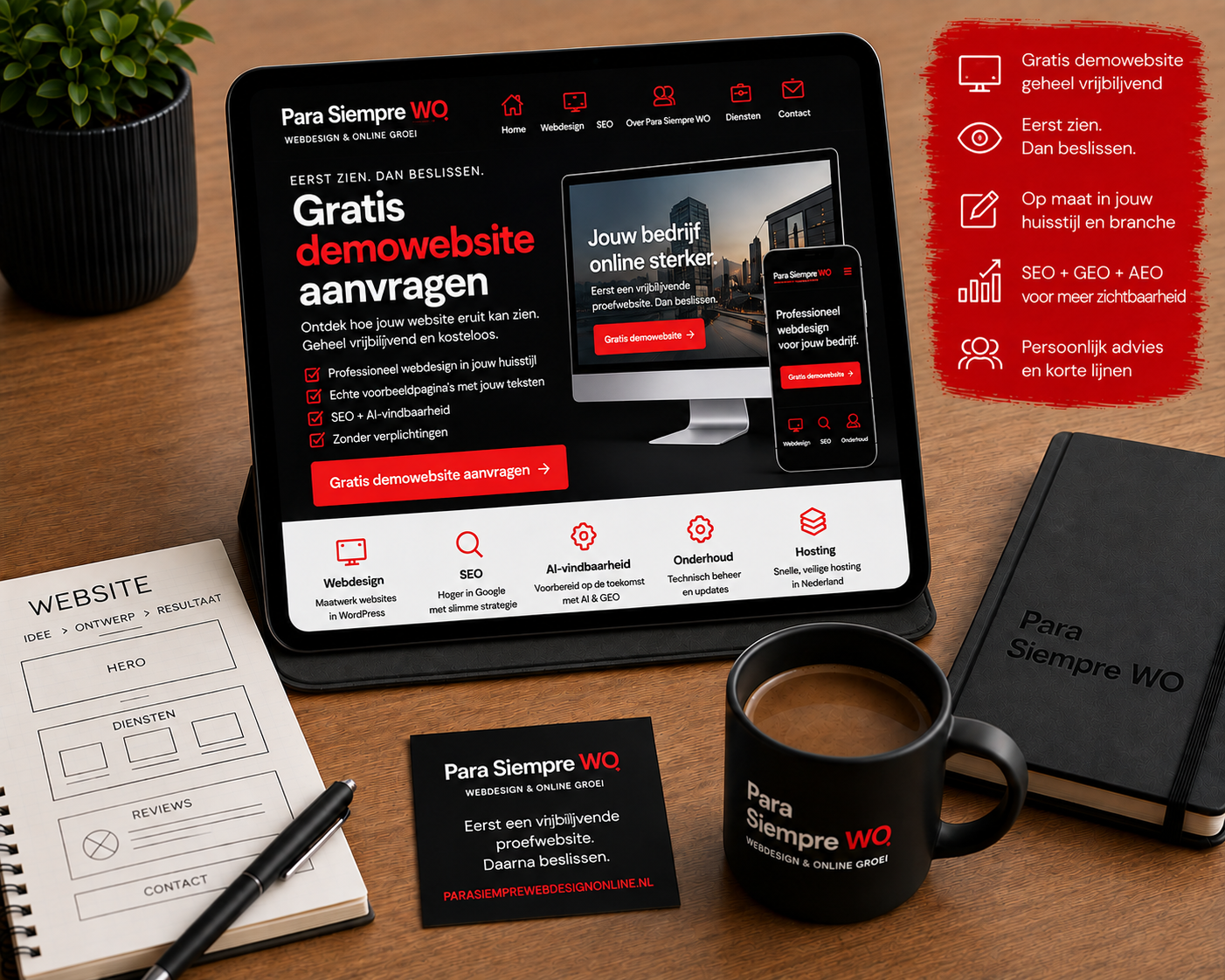 Responsive website op laptop en smartphone